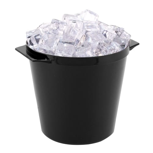 Essential 3 Quart Round Ice Bucket with Handles, Black